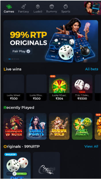 LUCKX app games screen